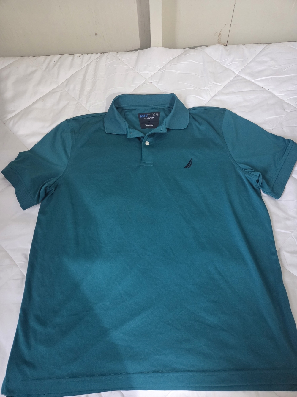 Nautica Teal Short-Sleeve Polo with Embroidered Sail Logo